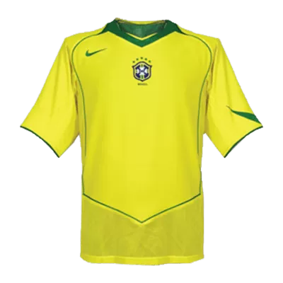 Men Brazil Retro Jerseys Home Soccer Jersey 2004 - discountsoccer