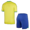 Men Brazil Home Soccer Jersey Kit (Jersey+Shorts) 2022 - discountsoccer