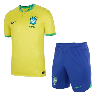 Men Brazil Home Soccer Jersey Kit (Jersey+Shorts) 2022 - discountsoccer