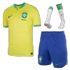 Men Brazil Home Soccer Jersey Whole Kit (Jersey+Shorts+Socks) 2022 - discountsoccer