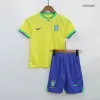 Kids Brazil Home Soccer Jersey Kit (Jersey+Shorts) 2022 - discountsoccer