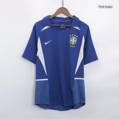 Men Brazil Retro Jerseys Away Soccer Jersey 2002 - discountsoccer