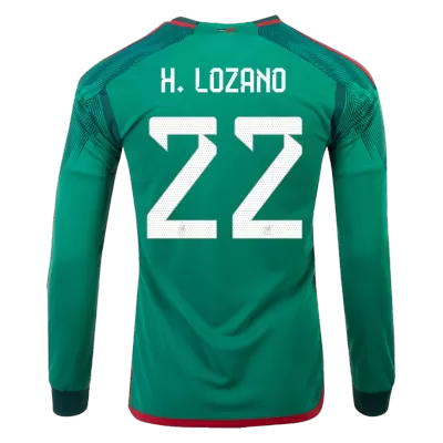 Men Mexico H.LOZANO #22 Home Long Sleeves Soccer Jersey Shirt 2022 - discountsoccer