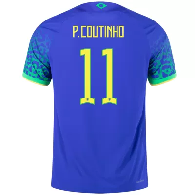 Men Brazil P.Coutinho #11 Away Player Version Jersey 2022 - discountsoccer