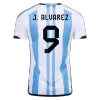 Men Argentina J. ALVAREZ #9 Home Soccer Jersey Shirt 2022 - discountsoccer