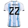 Men Argentina L. MARTINEZ #22 Home Soccer Jersey Shirt 2022 - discountsoccer