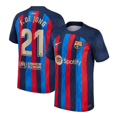 Men Barcelona F. DE JONG #21 Home Soccer Jersey Shirt 2022/23 - discountsoccer