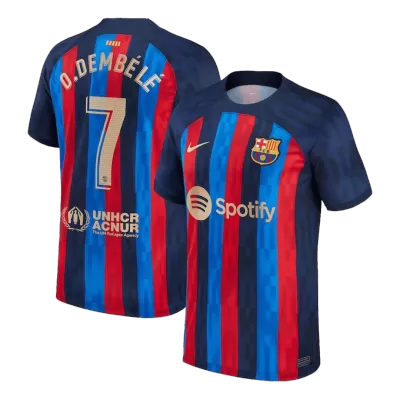 Men Barcelona O.DEMBÉLÉ #7 Home Soccer Jersey Shirt 2022/23 - discountsoccer