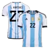 Men Argentina L. MARTINEZ #22 Home Soccer Jersey Shirt 2022 - discountsoccer