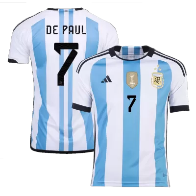 Men Argentina DE PAUL #7 Home Soccer Jersey Shirt 2022 - discountsoccer