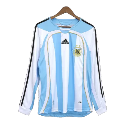 Men Argentina Retro Jerseys Home Long Sleeve Soccer Jersey 2006 - discountsoccer