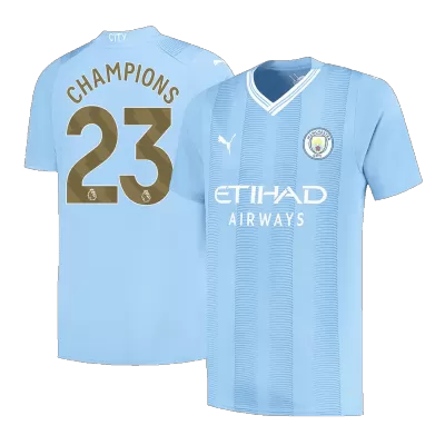 Men Manchester City CHAMPIONS #23 Home Soccer Jersey Shirt 2023/24 - discountsoccer