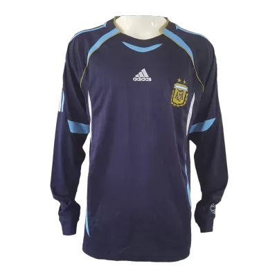 Men Argentina Retro Jerseys Away Long Sleeve Soccer Jersey 2006 - discountsoccer