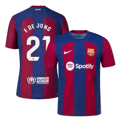 Men Barcelona F. DE JONG #21 Home Player Version Jersey 2023/24 - discountsoccer