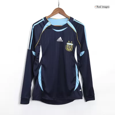 Men Argentina Retro Jerseys Away Long Sleeve Soccer Jersey 2006 - discountsoccer