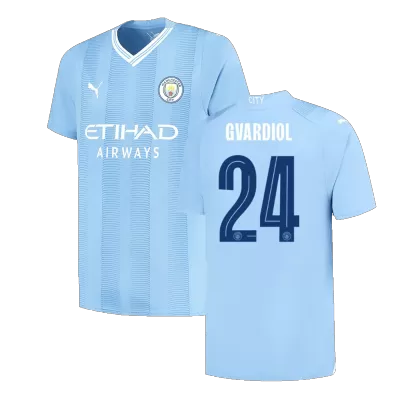 Men Manchester City GVARDIOL #24 Home UCL Soccer Jersey Shirt 2023/24 - discountsoccer