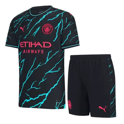 Men Manchester City Third Away Soccer Jersey Kit (Jersey+Shorts) 2023/24 - discountsoccer