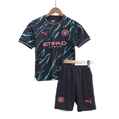 Kids Manchester City Third Away Soccer Jersey Kit (Jersey+Shorts) 2023/24 - discountsoccer