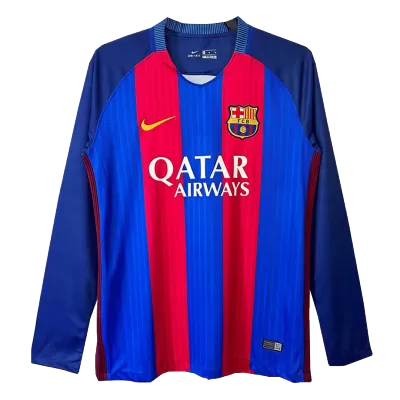 Men Barcelona Retro Jerseys Home Long Sleeve Soccer Jersey 2016/17 - discountsoccer