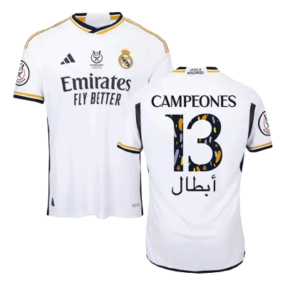 Men Real Madrid CAMPEONES #13 Home Player Version Jersey 2023/24 - discountsoccer