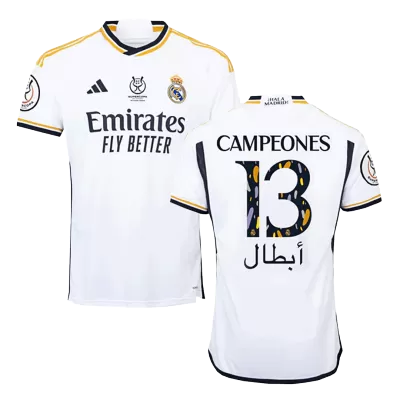 Men Real Madrid CAMPEONES #13 Home Soccer Jersey Shirt 2023/24 - discountsoccer