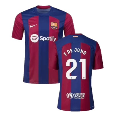 Men Barcelona F. DE JONG #21 Home Soccer Jersey Shirt 2023/24 - discountsoccer