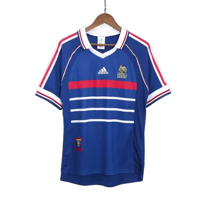 Men France Retro Jerseys Home Soccer Jersey 1998 - discountsoccer