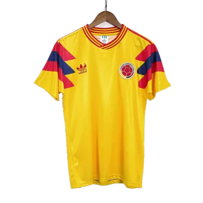 Men Colombia Retro Jerseys Home Soccer Jersey 1990 - discountsoccer