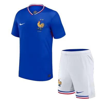 Kids France Home Soccer Jersey Kit (Jersey+Shorts) 2024 - discountsoccer