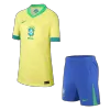 Kids Brazil Home Soccer Jersey Kit (Jersey+Shorts) 2024 - discountsoccer