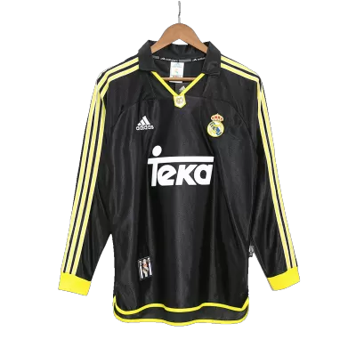 Men Real Madrid Retro Jerseys Away Long Sleeve Soccer Jersey 99/01 - discountsoccer