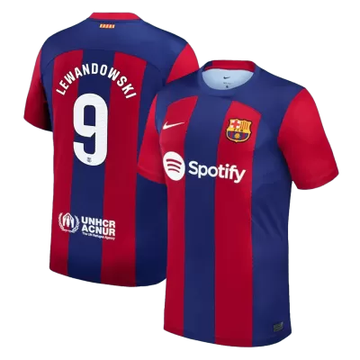 Men Barcelona LEWANDOWSKI #9 Home Soccer Jersey Shirt 2023/24 - discountsoccer